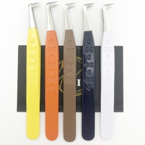 Pince à cils d'isolation en acier inoxydable écologique personnalisée en gros avec pointe en fibre de volume de 90 degrés pour l'extension des cils - Product Image 1