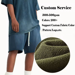 กางเกงขาสั้นผ้าคอตตอนผ้าเกล็ดปลาน้ำหนักมากสำหรับผู้ชายกางเกงขาสั้นซีดจางไซส์ใหญ่ผ้าคอตตอนผ้าเกล็ดปลาแบบสั่งทำ - Product Image 6