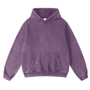 Sudadera con Capucha Extra Grande de Color Morado Lavado con Bolsillo Tipo Canguro, Ropa Casual de Calle para Hombre, Sudadera con Capucha de Forro Polar Cálido para Invierno - Product Image 1