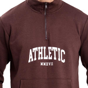 Ensemble de survêtements 100% coton marron pour hommes, avec fermeture éclair, col montant, sweat-shirt avec pantalon de jogging, meilleure qualité pour l'hiver - Product Image 4