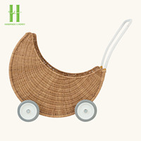BEST-SELLER - Jouets modernes pour enfants - Meubles - Poussette ovale en rotin avec roues - Utilisation en toute sécurité dans le salon