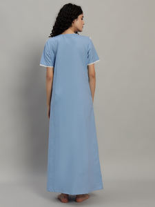 Camisón de Encaje 100% Algodón para Mujer, Manga Media, Largo Completo, Tejido Transpirable, Cuello Redondo Elegante, Primavera, Otoño, Verano - Product Image 6