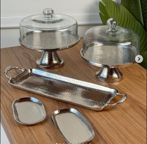 Luxury Stainless Steel Gold And Silver <b>Metal</b> Decorative Trays with <b>Bowls</b> In Shiny Polished Flower Shape Design Wholesale - Product Image 1