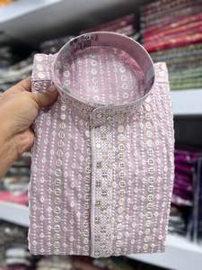 Attractive Festival Wear <b>Top</b> Quality Premium Rayon With Embroidery and <b>Sequins</b> Mans Kurtra Pyjama At Lowest rate - Product Image 2