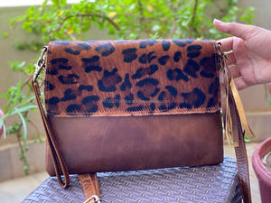 Bolso de piel de vaca con pelo de Animal para mujer, pochette de piel de vaca - Product Image 4