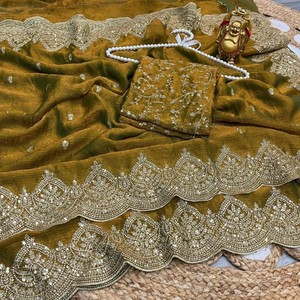 ผ้าซิฟฟอนเฟนดี้ พร้อมงานปักเลื่อมระดับพรีเมียมและเสื้อคลุมเข้าชุด ผ้าซิฟฟอนน้ำหนักเบาสวยงาม เหมาะสำหรับงานปาร์ตี้ สีสันโดดเด่น - Product Image 4