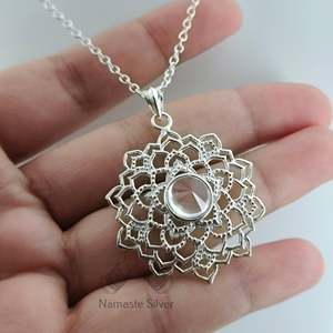 Handmade Crown Chakra Crystal Pendant Sterling <b>Silver</b> <b>Necklace</b> Spiritual Meditation Yoga Healing Jewelry Crystal <b>Necklaces</b> - Product Image 1