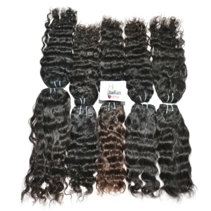 100% Natural Best Quality Unprocessed Virgin Cuticle Aligned Raw Machine Double Weft Bundles Indian Temple Human Hair Extensions - Product Image 3