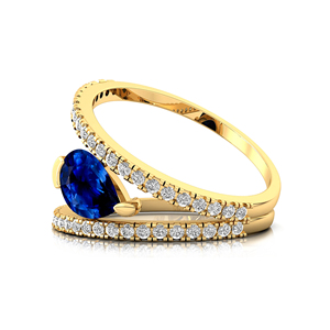Bagues délicates luxueuses avec pierres précieuses en saphir bleu naturel et diamants véritables en or massif 18 carats bijoux de mariée fabriqués à la main en vrac OEM - Product Image 5