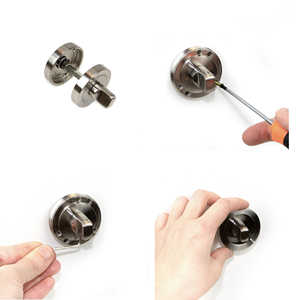 Set di 5 serrature per mobili con rosetta rotonda diametro 50 mm nichel satinato per porte interne materiale Zamak - Product Image 4