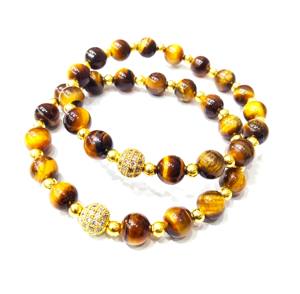 Perles rondes en améthyste avec boule dorée Bracelets Pierre naturelle d'Amayra Cristaux Exportations en gros depuis l'Inde - Product Image 6