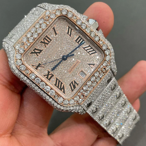 Reloj de Cuarzo Cuadrado Antiguo con Diamantes, 30 Quilates, Moissanita VVS, Reloj de Negocios con Incrustaciones de Diamantes, Correa de Acero Inoxidable, 39.8mm, Nuevo - Product Image 3