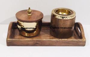 Brûleur d'encens en bois tendance avec support en laiton, organisateur de rangement, porte-encens, Mubakhar, décoration de la maison, bureau, au meilleur prix - Product Image 4