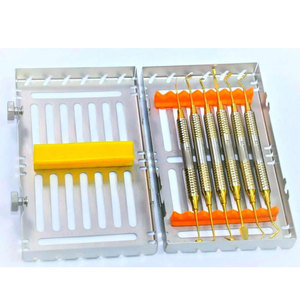 Ensemble de spatules dentaires manuelles en acier inoxydable allemand de haute qualité, 6 pièces, double tête, revêtement, certifié CE, 1 an - Product Image 1