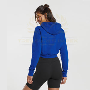 Sudadera informal de manga larga con logotipo personalizado para mujer, Jersey de punto de algodón con capucha, Top corto para la colocación del logotipo frontal de invierno - Product Image 3