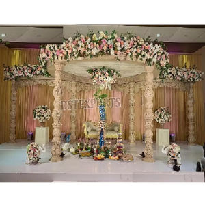 Design somptueux Mandap pour cérémonie de mariage hindou Big Bash décor de mariage Mandap en bois London Most Stunning Indoor Wedding Mandap - Product Image 1