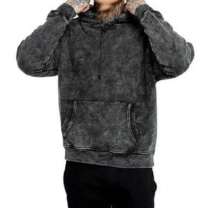 Sweat à capuche en molleton lourd surdimensionné pour homme, crocheté, 100% coton, pull vintage, imprimé personnalisé, motif de lettres d'automne - Product Image 1