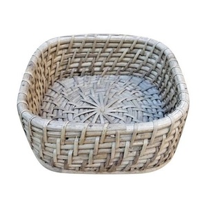 ตะกร้าหวายทรงกลมพร้อมหูหิ้วสำหรับใส่ของตกแต่งตะกร้าหวายสำหรับปลูกต้นไม้สานด้วยมือ - Product Image 1