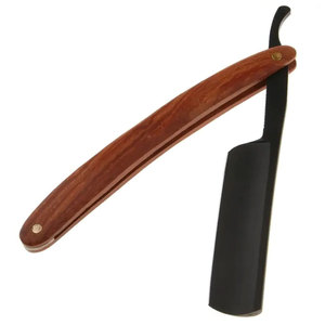 Outil de rasage de barbe pour hommes Rasoir droit pliant en acier inoxydable avec manche en bois Soins de beauté Outil de barbier certifié CE - Product Image 1