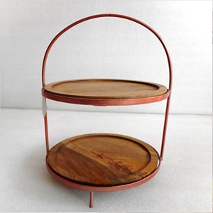 Black & Golden 2 Tier Soporte redondo de madera para pastel Flor Romántica Artículos personalizados hechos a mano - Product Image 3