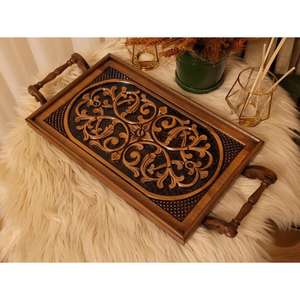 Design Vintage Thé Tasses À Café Plat De Service/Plateau Plateau En Bois Durable Respectueux De L'environnement Avec Poignée Léger Durable - Product Image 2