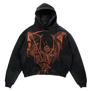 เสื้อฮู้ดซิป OEM ผ้าฝ้ายแท้ 100% ล้างด้วยกรด สำหรับผู้ชาย-ฤดูใบไม้ร่วง/ฤดูหนาว สไตล์วินเทจ ระบายอากาศได้ดีและแห้งเร็ว - Product Image 6