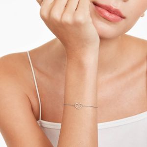 Bracelet chaîne coeur ouvert avec diamants Bracelets diamants élégants pour toutes les occasions - Product Image 3