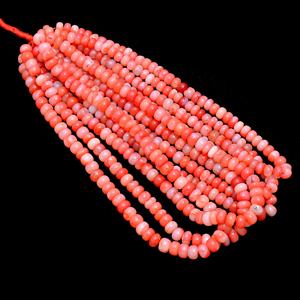 Rose Red Opal Smooth Rondelle 8-9mm Beads Candy Opal Rondelle Pastel Red Opal Rondelle Cuentas de piedra únicas - Product Image 4