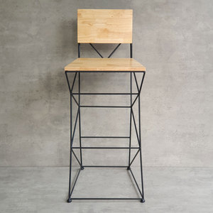 <b>Adjustable</b> Industrial High <b>Bar</b> <b>Stool</b> with Wooden Seat and Iron Frame for Farmhouse and Kitchen Use - Product Image 3