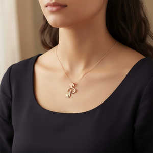 Colgante de Plata de Ley 925 con Sello BIS, Letra P, Chapado en Oro con Rodio, con 11 Circonitas Cúbicas - Product Image 6