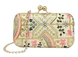 Floral Silk Embroidery Handmade Luxury <b>Clutch</b> <b>Bag</b> with Customizable Design High Quality Traditional Pattern at <b>Cheap</b> Price - Product Image 5