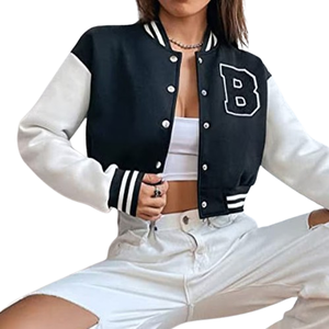 แจ็กเก็ตผู้หญิงเสื้อครอปขนสัตว์คอปกพับลงตราโลโก้ได้ตามต้องการ - Product Image 2