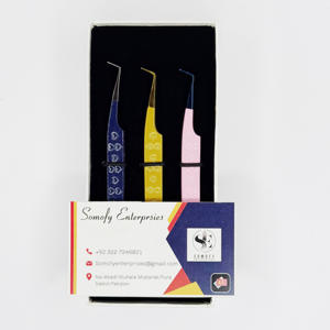 Agarre de corazón profesional de 90 grados, herramienta de belleza de fibra personalizada, pinzas de injerto de pestañas de acero inoxidable probadas a mano, precisión - Product Image 4