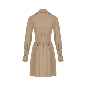 Mini vestido acampanado Beige a la moda para mujer, estilo corsé, con cordones, mangas largas, venta al por mayor para fiesta de verano, ropa de moda - Product Image 2