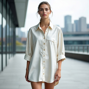 Letterman <b>Shirts</b> Ladies Chest Pocket Fashion Long Sleeve Cow Sheep Leather <b>Shirts</b> Oversize Crop Leather <b>Shirt</b> <b>Women</b> - Product Image 6