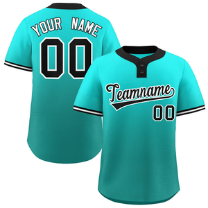 Camiseta de béisbol con degradado azul personalizada, uniforme de equipo con botones, manga corta, estampado de número de nombre personalizado para hombres, mujeres y jóvenes - Product Image 5