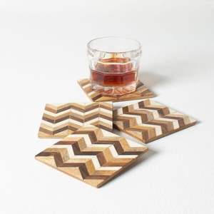 Premium Classic Wooden Meena Coasters Handcrafted Colorful Enamel Work Eco-Friendly Durable Heat Resistant Perfect <b>Gifting</b> - Product Image 3