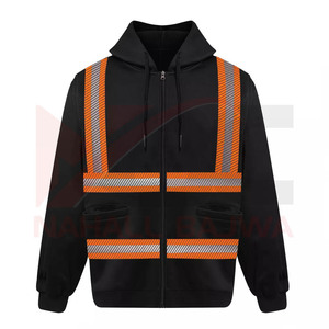 Sudadera de seguridad de algodón y poliéster de alta visibilidad Chaqueta CON CAPUCHA DE TRABAJO reflectante personalizable de fábrica con soporte de logotipo personalizado - Product Image 3