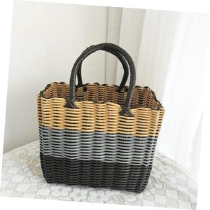 2pcs PVC Woven <b>Baskets</b> <b>Large</b> Multi-Functional Decorative Home <b>Storage</b> for Flowers Snacks Toiletries & Kitchen Use - Product Image 4