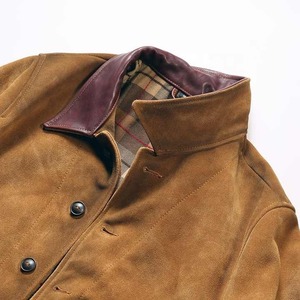 Veste d'hiver en cuir véritable denim pour les loisirs d'extérieur rétro en vente directe en usine Vêtements de moto pour hommes Vestes en daim de peau de vache - Product Image 4