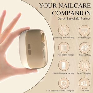 조명이 있는 전동 손톱깎이, 캐처가 있는 아기 손톱깎이, 충전식 손톱깎이 세트 C타입 충전 - Product Image 2