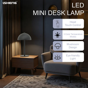 Lampe de bureau LED moderne en fer personnalisée, lampe de chevet à tige fine en forme de champignon, lampe de table sans fil à commande tactile alimentée par batterie - Product Image 2