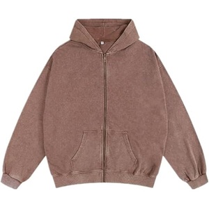 Sudaderas con capucha de lavado ácido transpirables de secado rápido Logotipo de impresión personalizado sudaderas con capucha de lavado ácido de alta calidad para hombres capucha con cremallera - Product Image 4