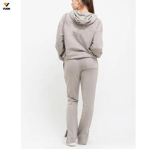 OEM personnalisé vente en gros coton vierge surdimensionné vêtements d'entraînement et de jogging amples à manches longues 1/4 pull à fermeture éclair survêtements pour femmes - Product Image 2