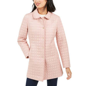 Giacca Trapuntata Reversibile da Donna Kate Spade New York, Rosa Solido, Taglia Grande, con Cappuccio, Stile Varsity, Personalizzabile, Collezione Pearl Autunno - Product Image 1
