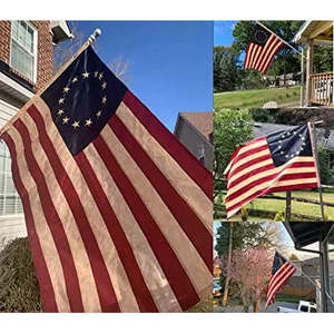 ธงวินเทจเบ็ตซีรอสส์ - ธงปักลายดาวสีชาแบบอเมริกัน ขนาด 3x5 ฟุต สำหรับภายนอกอาคาร - ธง 13 ดาว ทนทาน สำหรับ 13 รัฐ แบบดั้งเดิม - Product Image 4