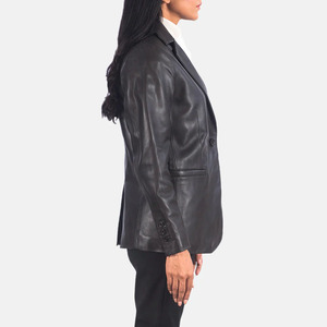 Vente en gros de vestes élégantes en cuir véritable pour femmes blazers marron de haute qualité avec logo personnalisé disponible bouton unique de service OEM - Product Image 4
