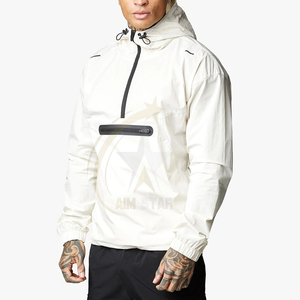 Nouveau design personnalisé, imperméable pour l'extérieur, veste à capuche à demi fermeture éclair coupe-vent, vestes de moto en polyester pour hommes - Product Image 1