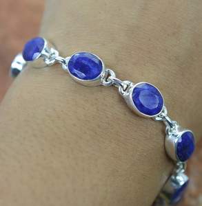 Pulsera Ajustable de Plata de Ley 925 con Zafiro Azul, Forma Ovalada, Hecha a Mano, Joyería de Piedras Preciosas para Mujer, Regalo de Moda - Product Image 5