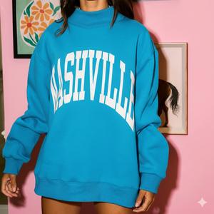 2025 Sudadera con cuello simulado Reversible con logotipo personalizado para mujer, jersey de manga larga de gran tamaño, nuevo diseño estampado para Otoño Invierno sólido - Product Image 2